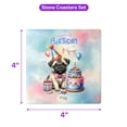 thumbnail image 5 of Happy Birthday Cute Puppy Pug with Cake Gifts Party Hat Set of 4 Stone Coasters Dog Lover Gifts 4x4in Absorbent Soapstone Coaster - 00029, 5 of 5