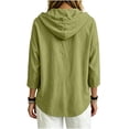 thumbnail image 5 of GERsome Long Sleeve Shirts for Women Snap Button Hooded Loose Fit Dressy Casual Pullover Tops Green L, 5 of 6