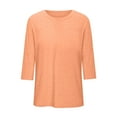 thumbnail image 4 of Htigea Women Plus Size Tops V Neck 3/4 Sleeve Casual T Shirts Loose Basic Tunic Tees Orange,XXXL, 4 of 4