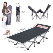 NAIZEA 75 Folding Camping Bed for Adult, Sleeping Cot Guest Bed with Mattress, Folding Camping Cot with Carry Bag