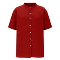 thumbnail image 3 of GrmtClth Men's Henley Cotton Linen Shirts Short Sleeve Casual Shirts Button Down Shirts Trendy Summer Beach Vacation Tops Red 2XL, 3 of 6