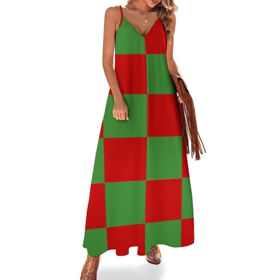Red And Green Pattern Sleeveless Dress Loose Women's Dress Dresses Luxury Evening Dresses