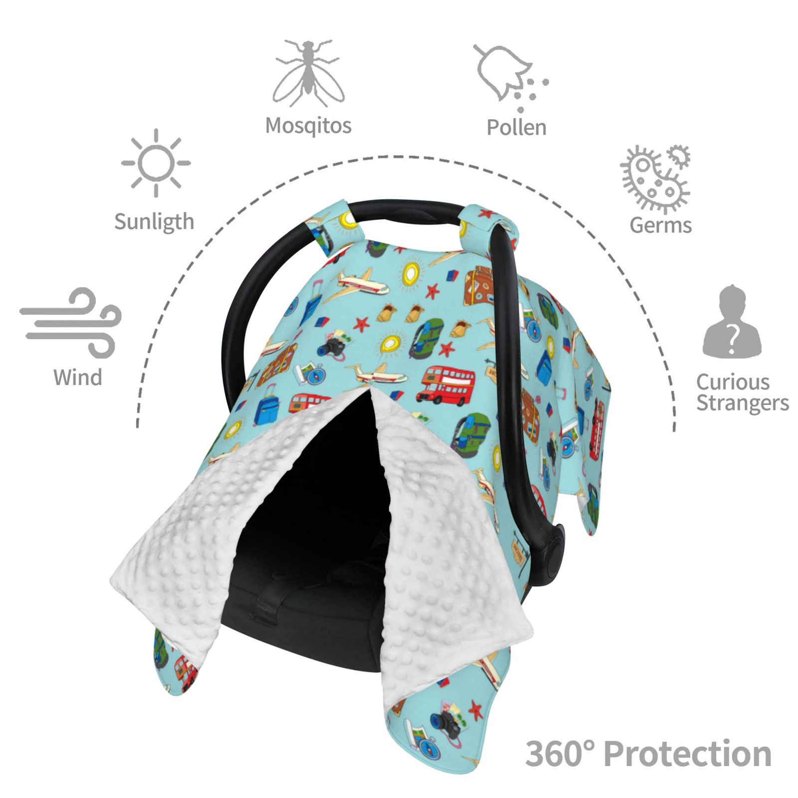 Car Seat Cover Baby - Travel1 Breathable Infant Car Seat Cover for Baby Carseat, Lightweight Comfort Baby Essentials Must Haves Newborn Stuff for Girl Boy