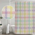 thumbnail image 4 of Green Beige Plaid Shower Curtain Set - Long 72" x 84" Washable Bathtub Curtain with 12 Hooks, Farmhouse Art Checkered Rustic Waterproof Fabric Stall Shower Curtains for Bathroom/Bathtub Décor, 4 of 6