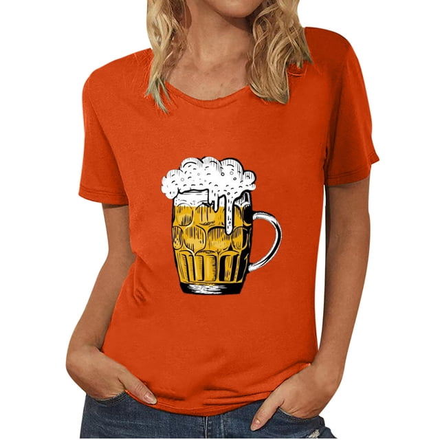 Blusa de mujer Oktoberfest Camiseta de cuello redondo Estampado de verano Jersey de manga corta Camiseta de mujer para hombre Tops Camisa Pompotops hfajkhk136027