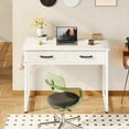 thumbnail image 7 of Casacomoda 32 Inch Writing Desk with 2 Fabric Drawers, Modern Study Table with Storage, Small Computer Desk for Small Space, Home Office Desk, Pure White, 7 of 7
