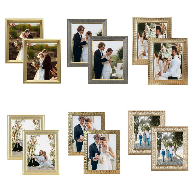 ArtbyHannah 5x7 inch Gold Picture Frames Set, 4 Pack Photo Frame for Wall  and Tabletop Display, Wedding Gift Photo Frames for Home Decor 