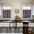 thumbnail image 4 of 3 Pack Artistic Tier Curtains for Kitchen - Abstract Geometric Floral & Skull Print, Mystic Bone & Butterflies Design, Farmhouse Caf Window Treatment Panels with Rod Pocket, 4 of 6