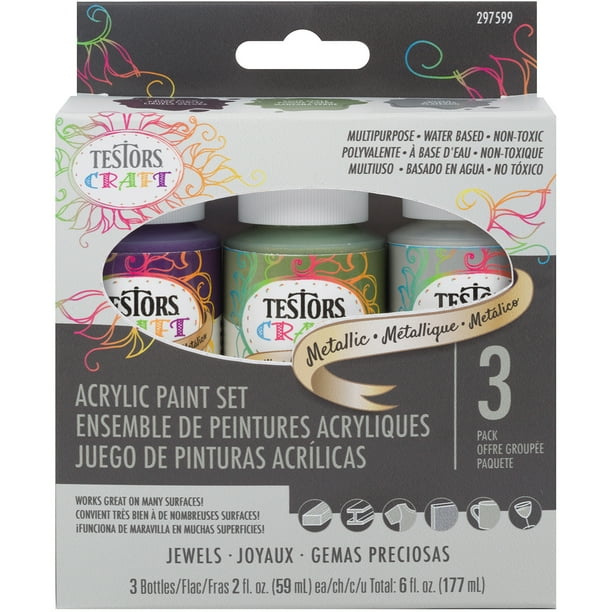 Testors Craft Acrylic Paint Set 3/PkgMetallic Jewels
