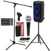 JBL Professional PartyBox 310 Portable Bluetooth Party Speaker with Microphone & Stands Package