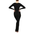 thumbnail image 3 of Women Long Sleeve Maxi Dress Solid Color Elegant Square Neck Bodycon Long Dress Party Clubwear, 3 of 6