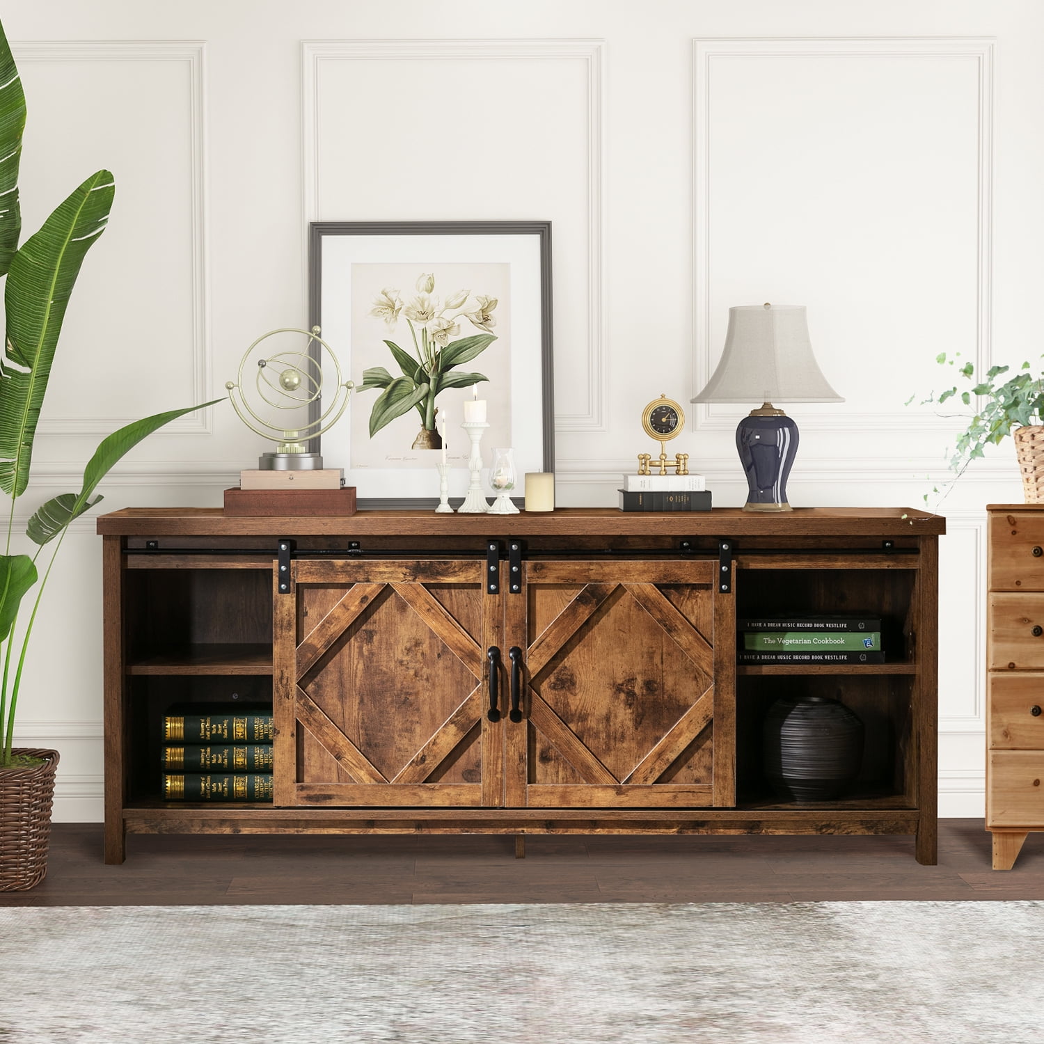 Buy Walsport 65 inch TV Stand Clearance Loft Media Console Farm Style Entertainment Center with