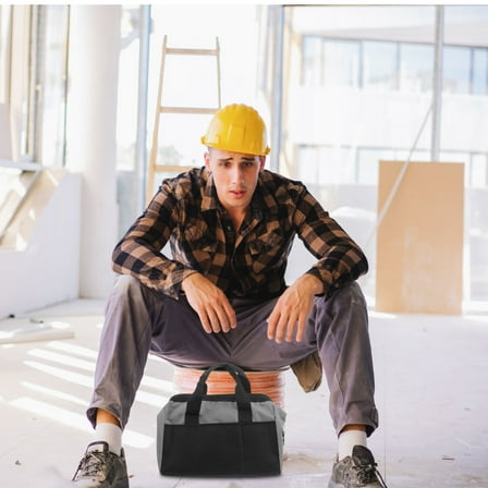 Tineasur Mechanic Tool Bag Gray Tool Organizer Tote Large Capacity for Electricians