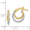 thumbnail image 5 of Diamond2Deal 14K Two-Tone Gold Polished Diamond-Cut Hinged Hoop Earrings (L- 0.62 inch, W-0.52 inch), 5 of 6
