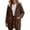 Coffee, variant on Womens Knit Sweater Coat Cozy Hooded V Neck Long Sleeve Solid Color Horn Toggle Closure Long Cardigan For Outdoor Walking