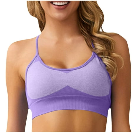 Oplxuo Adjustable Cross Back Sports Bra for Women Wireless Padded Workout Yoga Bra Cropped Tank Tops