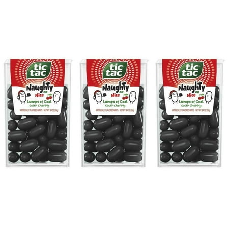Tic Tac, Sour Cherry Mints, Naughty Or Nice Lumps Of Coal, 0.84 oz, 3 pack