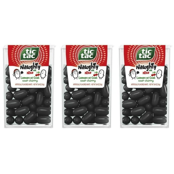 Tic Tac, Sour Cherry Mints, Naughty Or Nice Lumps Of Coal, 0.84 oz, 3 pack