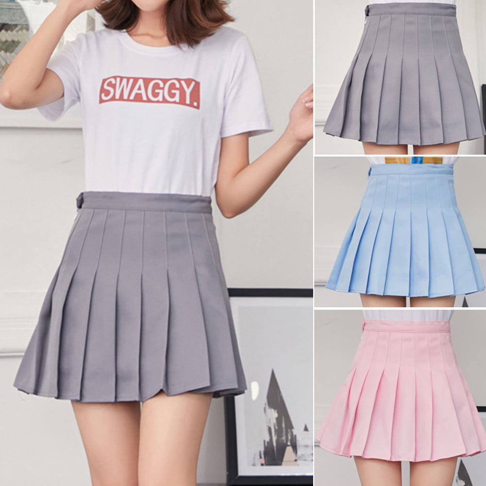 SCHOLIEBEN Hangers with Clips Elastic Waist Stickers Womens Fashion High Pleated Mini Skirt Slim Casual Tennis Skirt