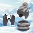 thumbnail image 2 of Splozh Toddler Girl Winter Beanie Winter Hat Scarf Gloves Set Knit Hat Fleece Lined for Child Grey,4-10 Years, 2 of 9