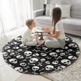 thumbnail image 3 of Halloween Skull Crossbones Pattern Round Blanket,Comfortable Soft Flannel Throw Blanket,All Season,Warm Lightweight Blankets for Sofa Bed Couch Living Room Chair 47"x47", 3 of 5