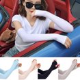 thumbnail image 4 of CSChome Cycling Sleeves 1 Pair Unisex Ice Silk Cycling Sleeves Thumbhole Design Solid Color Protection Arm Cover Running Driving Basketball Sports, 4 of 7