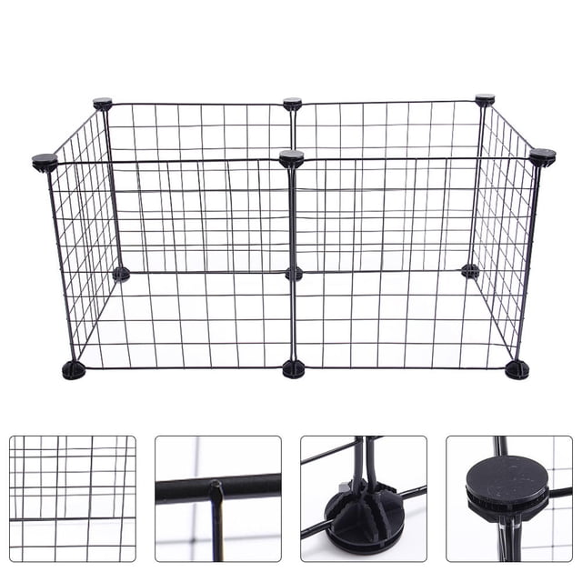 HORIALENCE 1 Set Dog Fence Black Plastic Pet Safety Enclosure Indoor Use