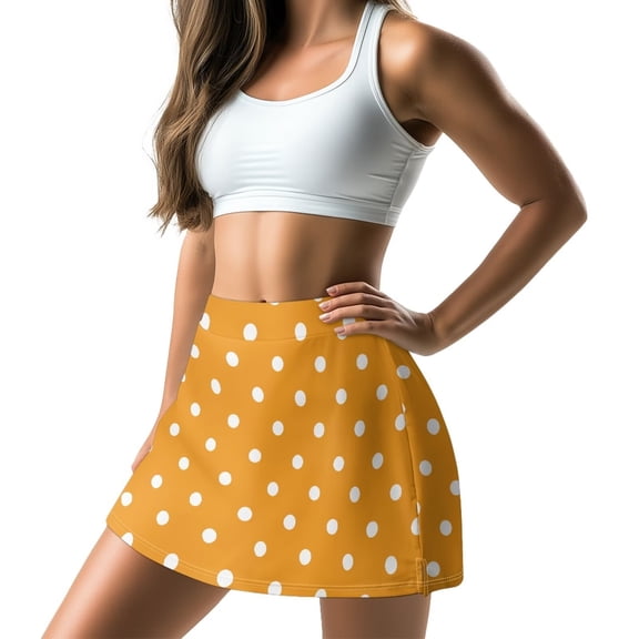 Garronmavis Women's Mini Golf Skort High Waisted Tennis Mini Skirt Skort with Pocket Shorts A Line Active Skorts Women Lemon Outfits, Lemon, Size XS
