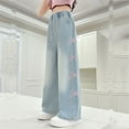 thumbnail image 5 of SGMVNU Girls Fashion Cute Pants Elastic Waist Wide Leg Jeans Casual Pants with Pockets Casual Pants for Girl 9-10 Years z51015B-Light Blue, 5 of 9