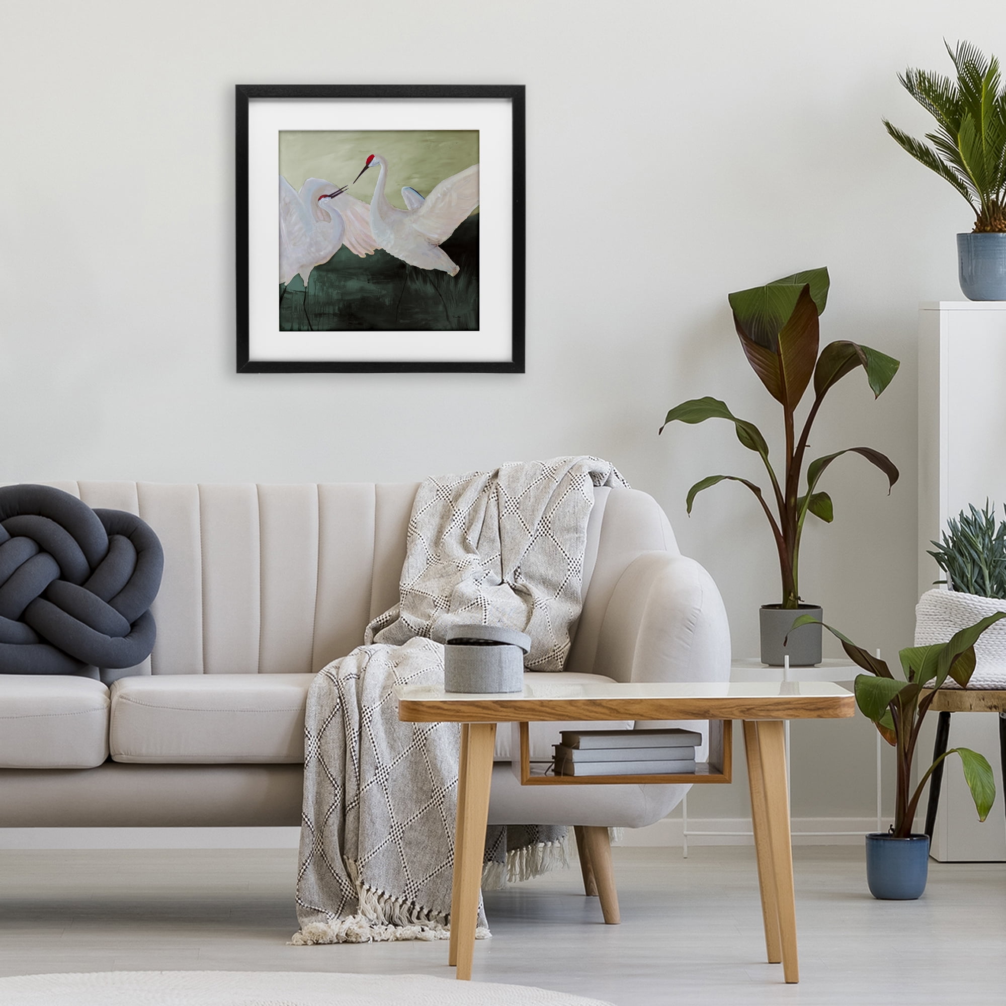Stupell Industries White Sandhill Cranes Black Framed Print Under Glass, design by Robin Maria