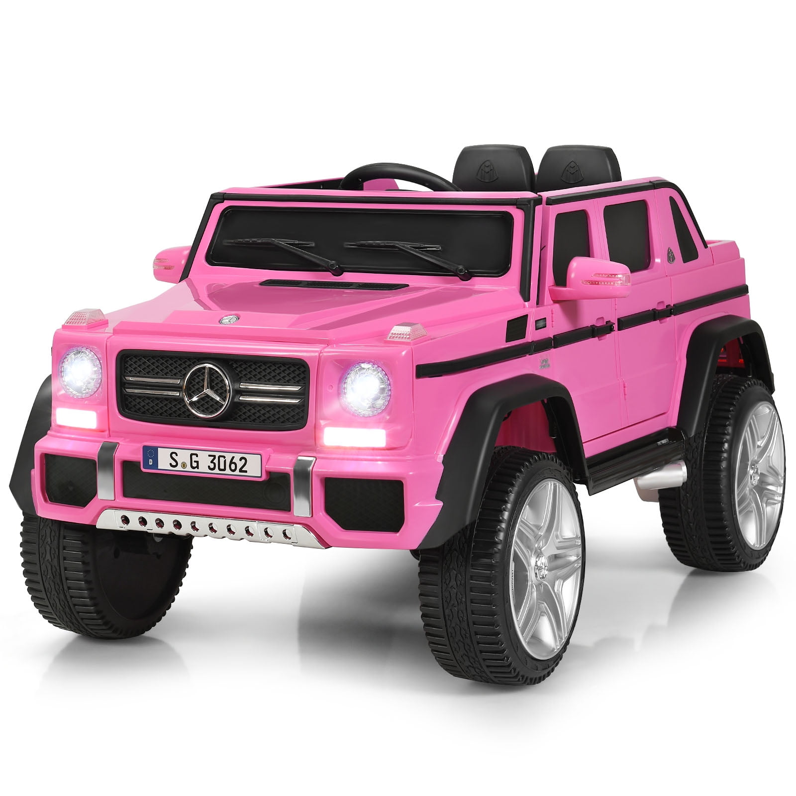 Topbuy Licensed Mercedes Benz 12V Electric Kid RC Car Battery Powered Ride On Car Pink Walmart