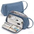 thumbnail image 2 of Large Capacity Pencil Case 8.2 Inch, Multi Compartment Zipper Pen Pouch for Office Supplies Art Tools Stationery, Blue, 2 of 7