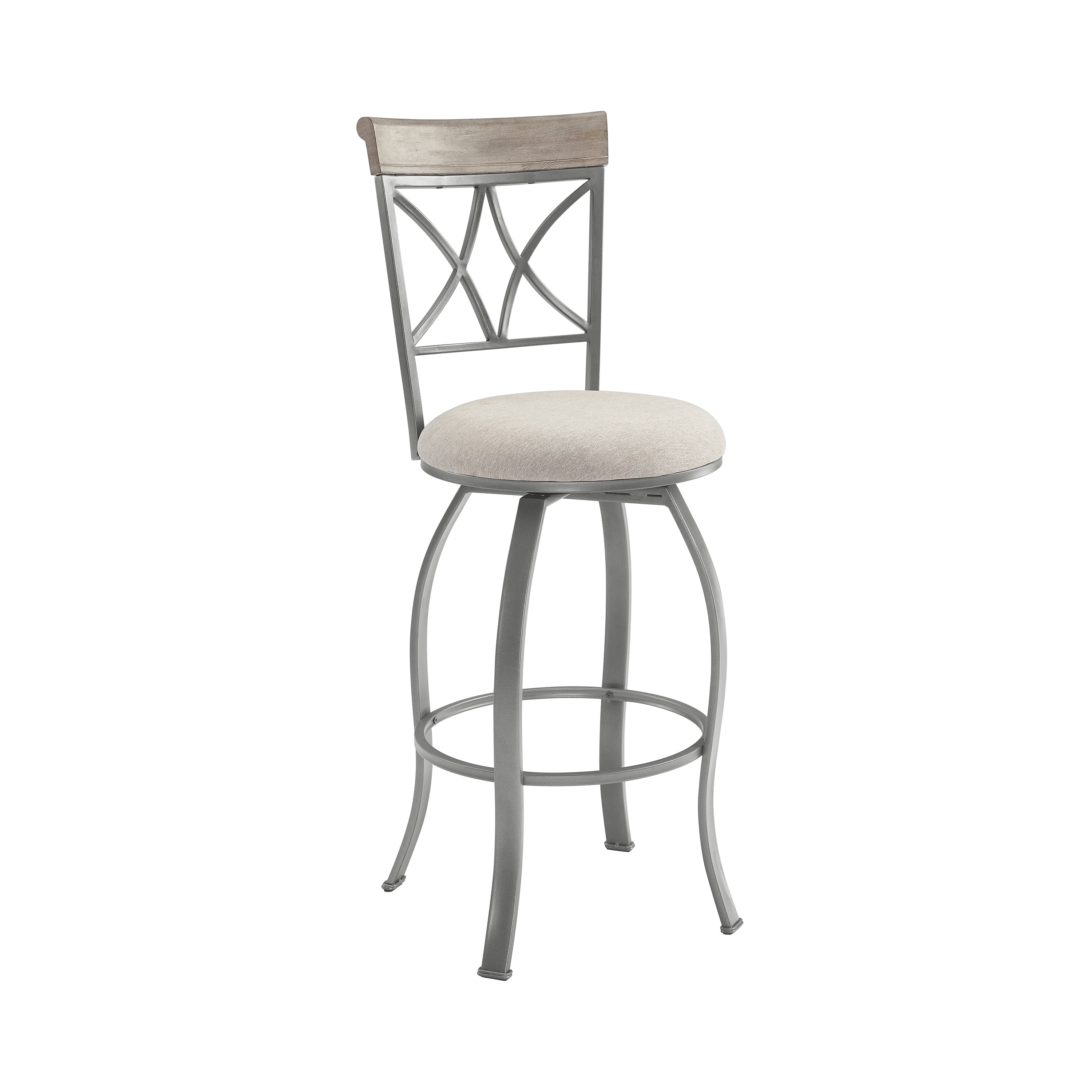 Powell Roselyn 30" Indoor Round Metal Swivel Bar Stool, Pewter