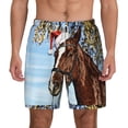 thumbnail image 2 of Picia Christmas Horse pattern Mens Swim Trunks with Compression Liner Stretch Beach Shorts Quick Dry with Zipper Pockets No-Chafing Board Shorts-Medium, 2 of 9