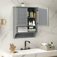 thumbnail image 2 of Giantex Wall Mounted Bathroom Cabinet w/Bar, Medicine Cabinet w/Double Louvered Doors, Storage Cabinet, Grey, 2 of 7