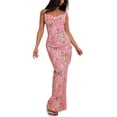 thumbnail image 1 of Gupgi Robe Longue Sans Manches à Fleurs pour Femmes Robe Moulante à Bretelles Spaghetti Élégante, 1 of 8