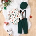 thumbnail image 5 of WUANDIXFA Baby Boy Christmas Outfit Long Sleeve Shirts Pants and Hat Holiday Party Cute Print Fall Winter Clothes,Green,9-12 Months, 5 of 7