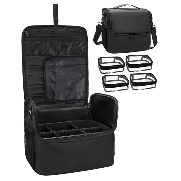 Estuche para tatuajes TANTO para maquillaje, con 4 bolsas y separadores, color negro