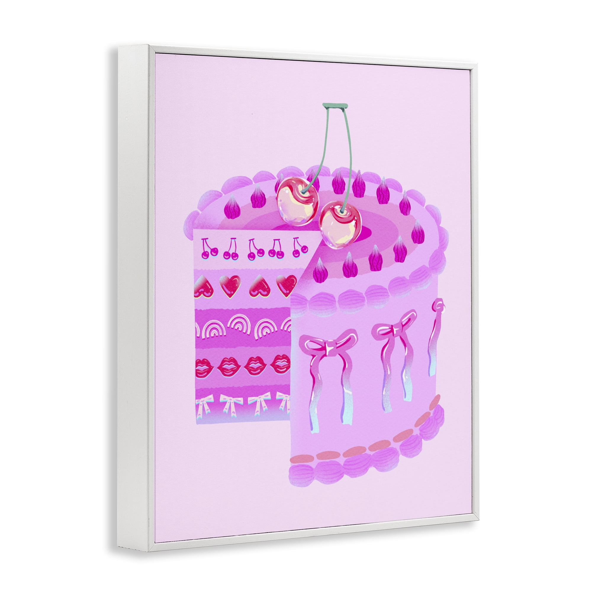 Stupell Industries Pastel Cherry Layered Cake White Framed Giclee Art, design by Ziwei Li