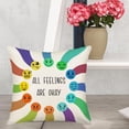 thumbnail image 5 of All Feelings are Okay Pillow Cover Joy Sadness Anger Anxiety Fear Envy Linen Pillow Cover for Home Bedroom Sofa Office Decoration for Child and Friends 18x18 Inch, 5 of 6