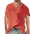thumbnail image 2 of Cotton Linen T Shirts for Man 2026 Summer Casual Lightweight Relaxed Fit Short Sleeve V Neck Beach Shirt, 2 of 3