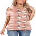 thumbnail image 2 of CHUANK Womens Summer T Shirts Strappy Short Sleeve Tunic Tops Strappy Cold Shoulder Blouse, 2 of 5
