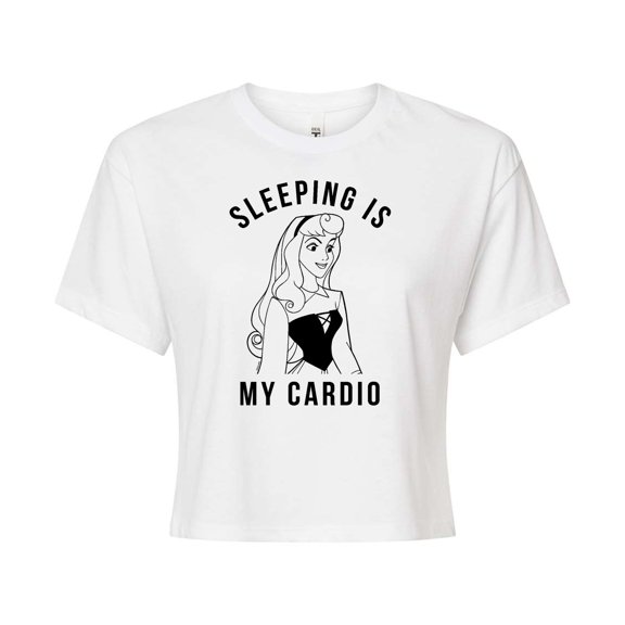 Disney - Aurora Sleeping Is My Cardio - Juniors Cropped Graphic T-Shirt