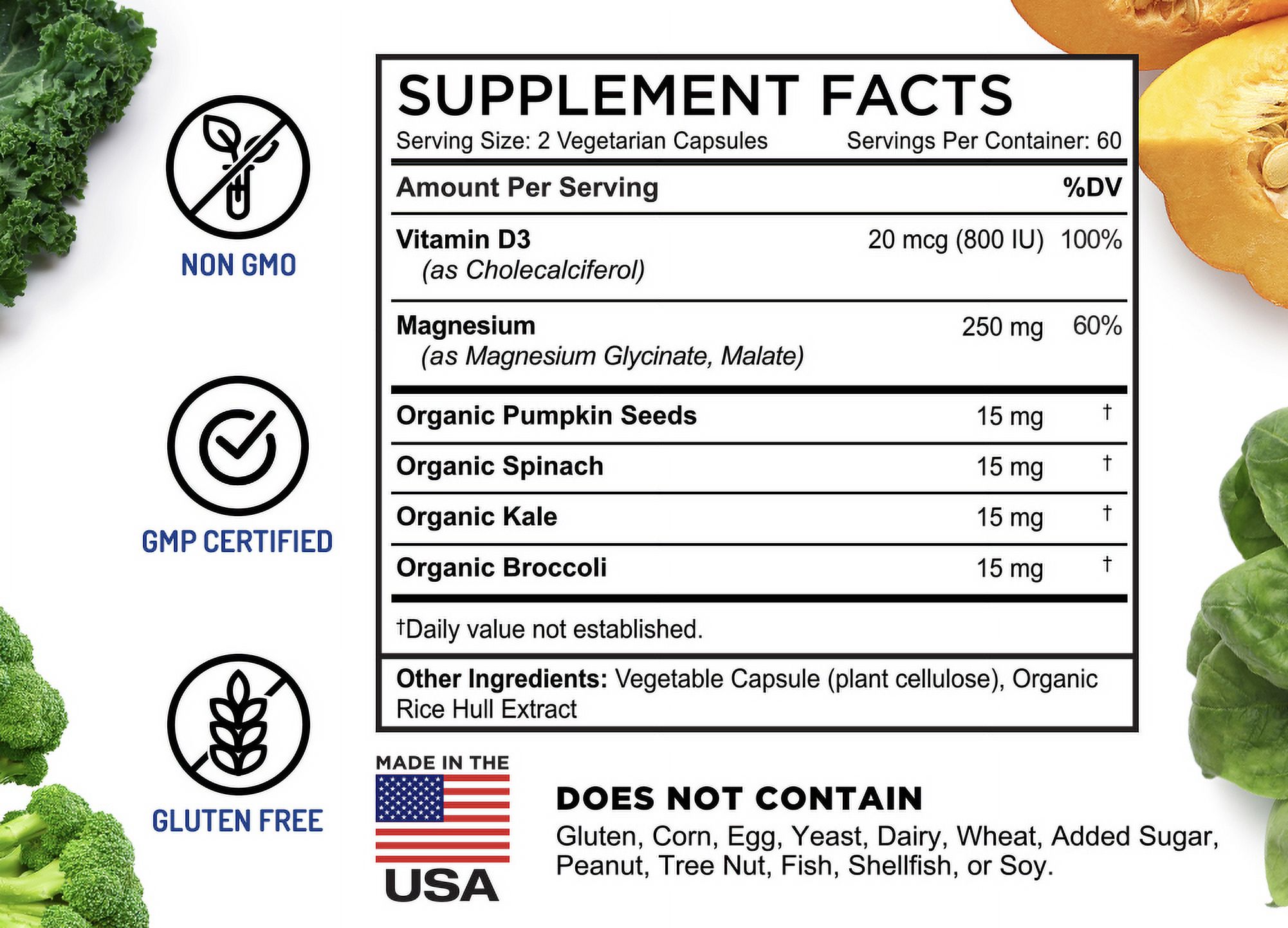 FarmHaven Magnesium Glycinate & Malate Complex w/ Vitamin D3, 100% Chelated for Max Absorption, Vegan - Bone Health, Nerves, Muscles, 240 Capsules, 120 Days