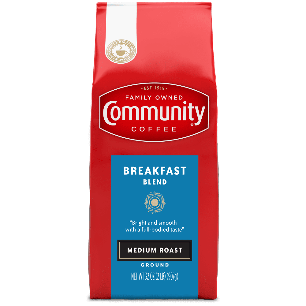 (4 pack) Community Coffee Breakfast Blend Medium Roast Ground 32 oz Gable Top