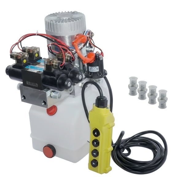 Mustrod Hydraulic Power Unit Double Acting Hydraulic Pump 4.5 Quart 12V DC for Dump Trailers 1.6KW