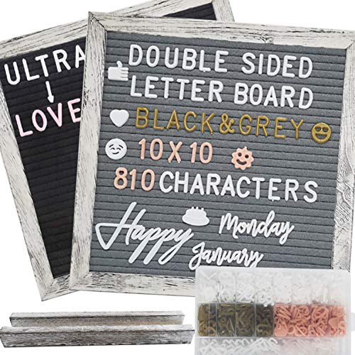 510 PCS Changeable Letters & Lovely Emojis Felt Letter Board 10x10 Inches with Stand Display Board Designed with Metal Hook on The Wall（Pink） Solid Oak Wood Frame