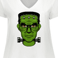 thumbnail image 4 of Inktastic Halloween Frankenstein Head Women's Plus Size V-Neck T-Shirt, 4 of 5