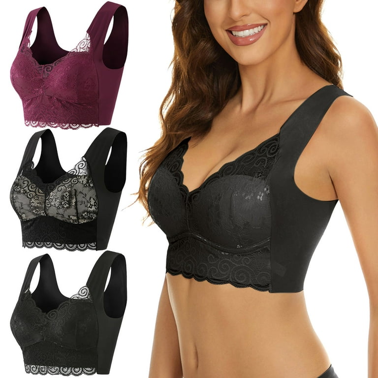 Women's Seamless V-Neck Padded Bralette with Adjustable Straps (One Size  Fits All)