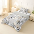 thumbnail image 2 of Castle Fairy Abstract Overlay Square Twin Comforter Sets 2pcs,Mid Century Hollow Block Bedding Set,Beige Taupe Gray,Reversible,1 Comforter and 1 Pillowcase, 2 of 6